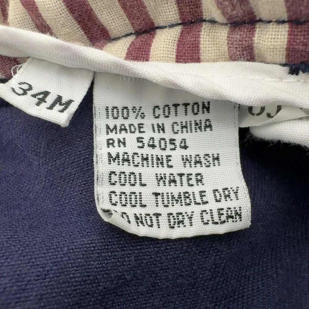 Vintage Bugle Boy Pants Men 34 Blue Cotton Pleated Chino Trousers Classic Casual